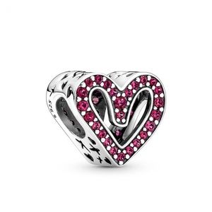 RETIRED Pandora Sparkling Red-Pink Freehand Heart Charm